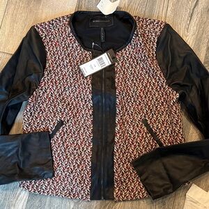 BCBGMaxAzria Red and Black Tweed Blazer